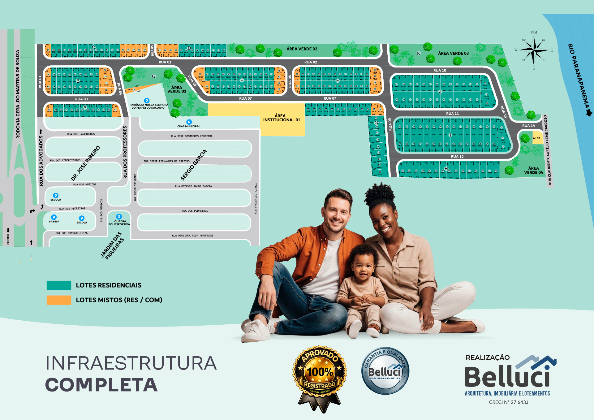 Mapa de infraestrutura do Loteamento Alto Beira Rio